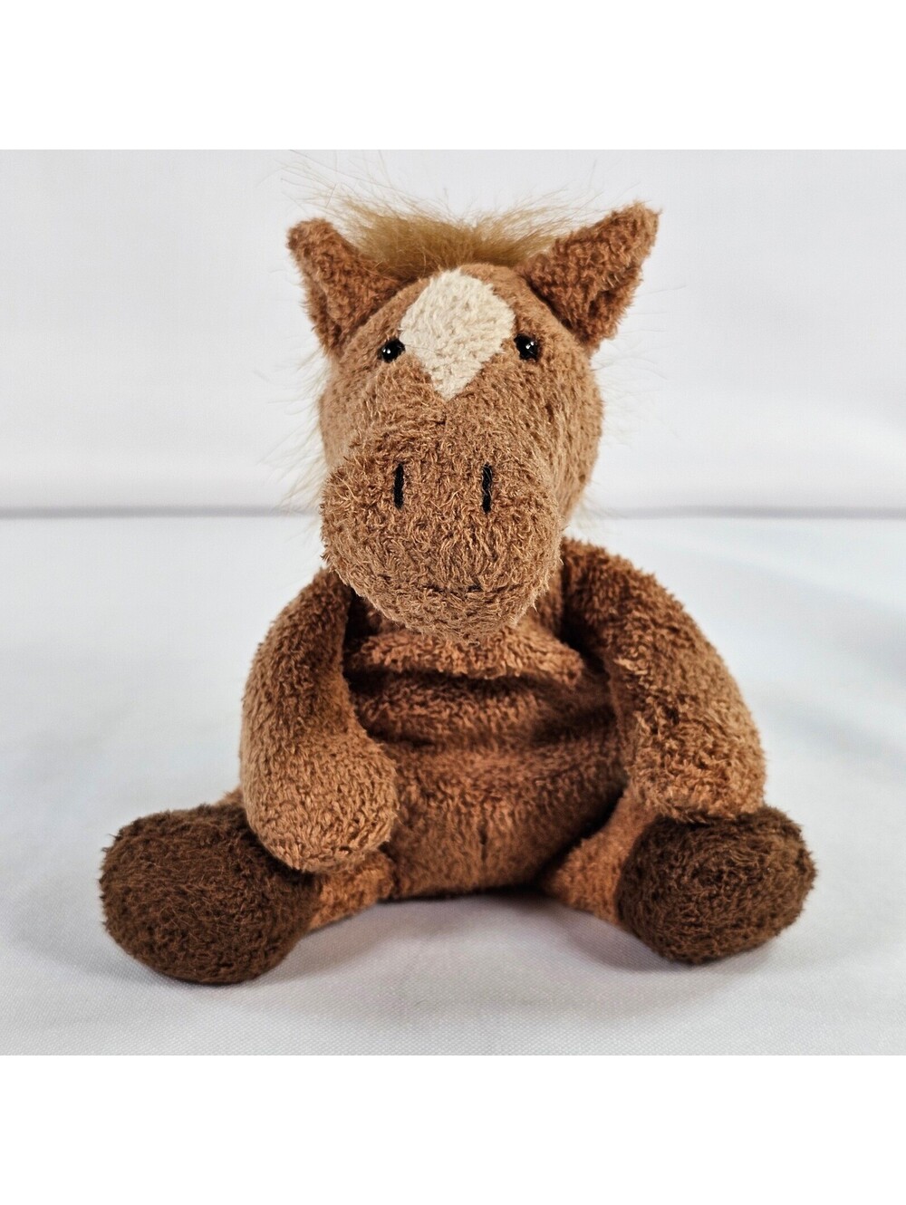 Rare Russ Berrie Rocker Horse Plush Brown Stuffed Animal White Blaze Mane Vtg